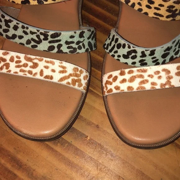 Madewell The Ilana Slide Sandal in Calf Hair size 6 seaside blue Wash leather​​ - Picture 11 of 11